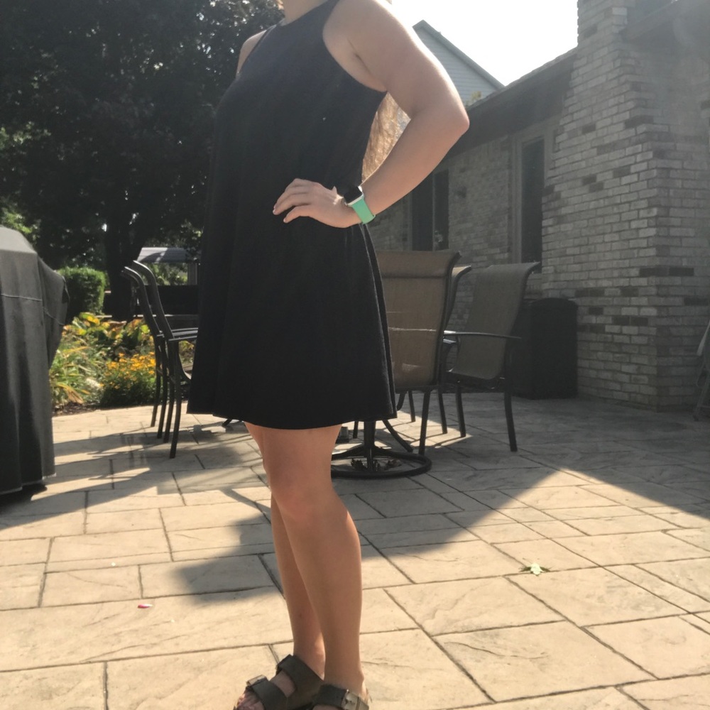 Black swoop dress